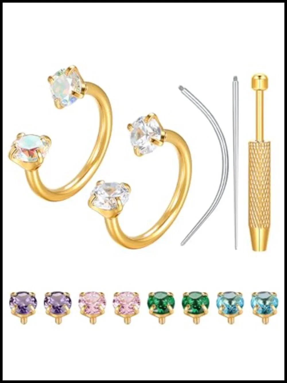 18G Horseshoe Nose Rings, Surgical Steel Hoop, Cartilage Tragus Helix Earring,